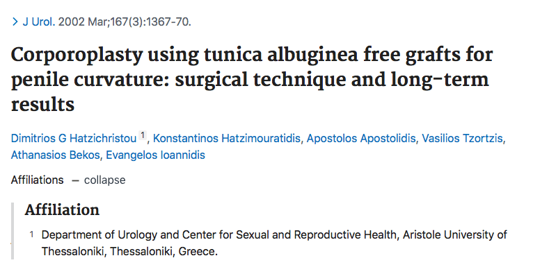 Corporoplasty using tunica albuginea fee grafts for peile curvature